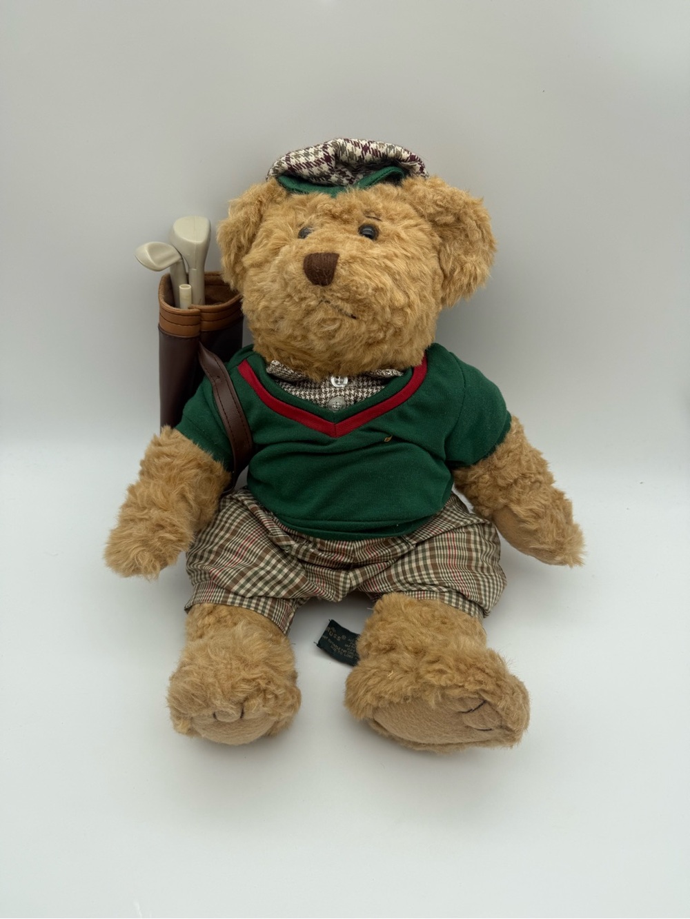 Russ Golf Teddy in Green Sweater with Plaid Outfit